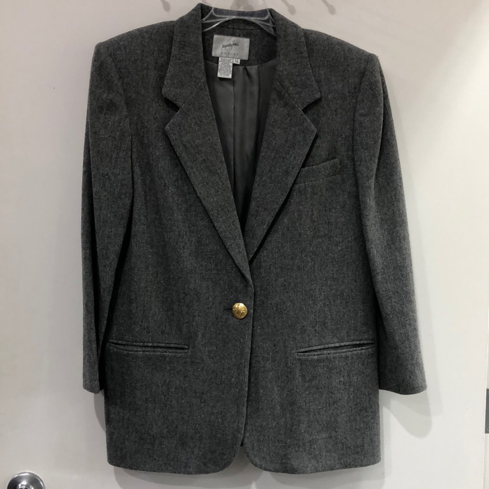 Jacqueline Ferro Vintage Wool Blazer Petite Size 12 Layered Look